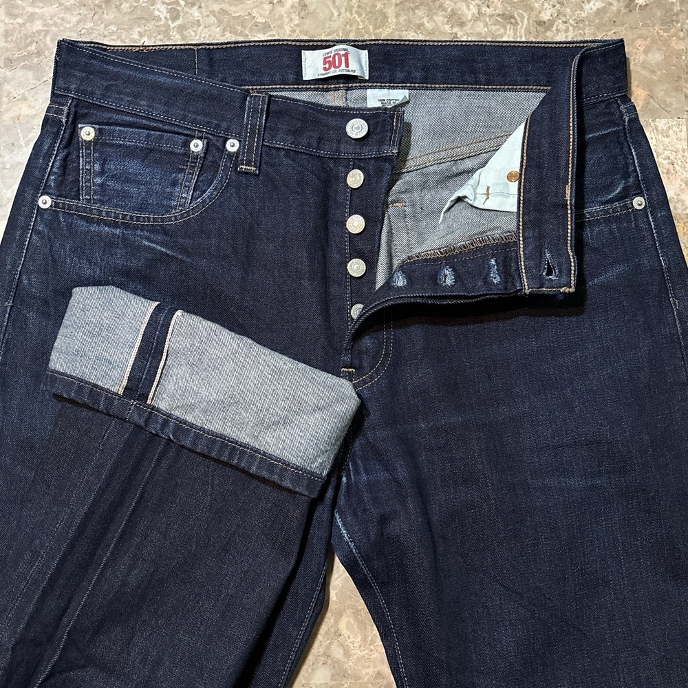 Levi's 501 Jeans Mens 34x34 (fits 34x36) Selvedge Raw Wash Redline Mild Fade